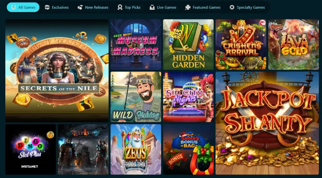Current Play 2 Win featured games interface